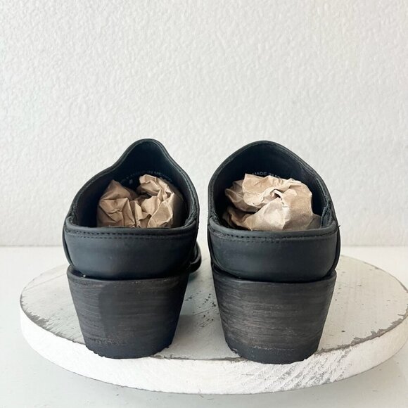 Lane Plain Jane Mule Womens 10 Black Cowboy Boots Short Western Cowgirl Slip Ons - Picture 3 of 11